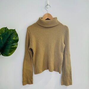 LINKS & LINKS | Tan Turtleneck Ribbed Sweater Size Large